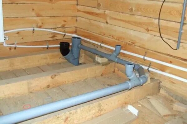 Прочистка для канализации 110 в полу. Гильза для трубы 110 под фундамент. Водопровод в срубе. Прокладка коммуникаций в ванной комнате. Коммуникации под полом.