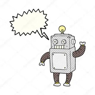 Робот-мультипликатор речи из комикса, нарисованный вручную 