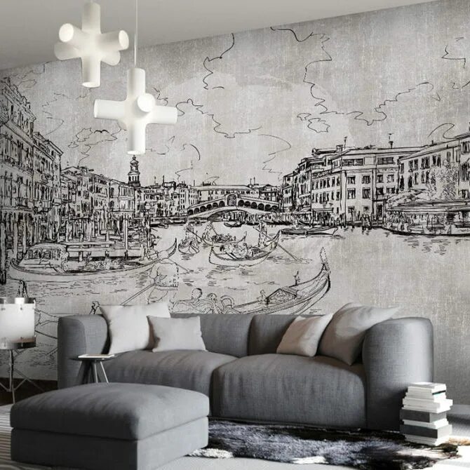 аффреско париж. панно на стену в гостиную. монохромные фотообои. монохромная роспись стен. Affresco фрески в интерьере кухни.