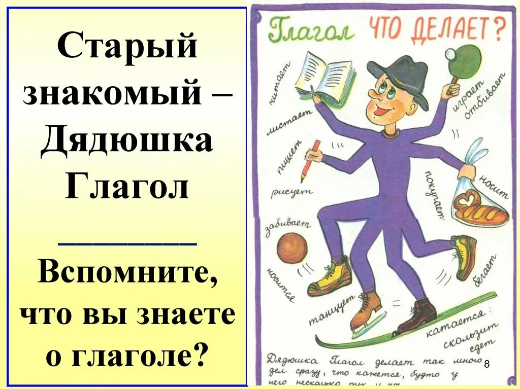 Сколько дядюшка. Что такое глагол?. Дядюшка глагол. Глагол рисунок. Нарисовать глагол.