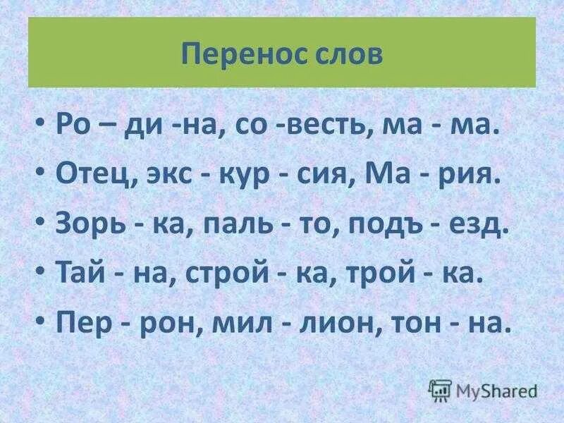 Можно ли перенести слово класс. Перенос слогов. Перенос слов примеры. Перенос слов 1 класс. Правила переноса примеры.