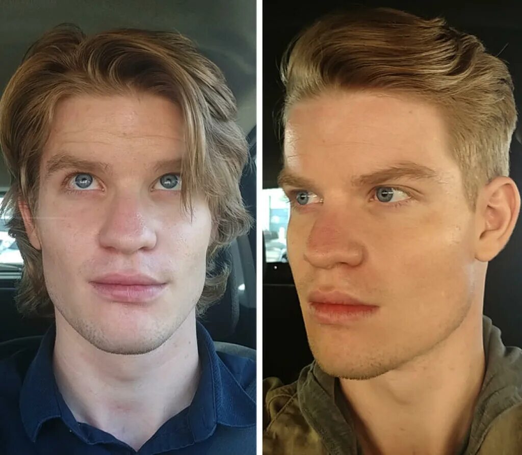 Человек нравится внешне. Причёски мужские меняющие внешность. Нестандартная внешность мужчины. Изменение внешности мужчины. Трансформация мужского лица.