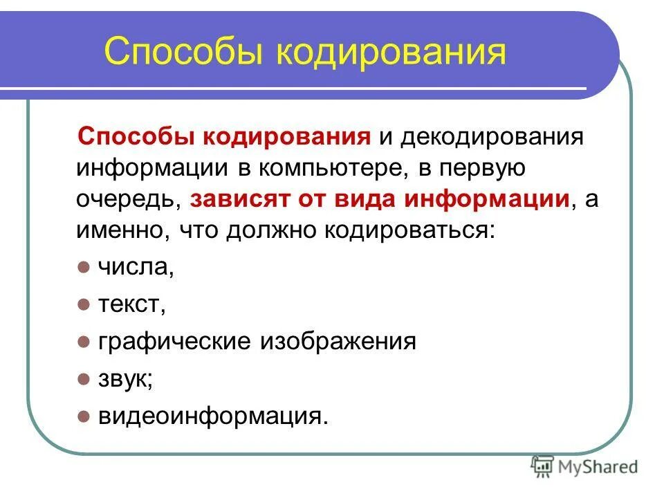 Информатика тема кодирование информации