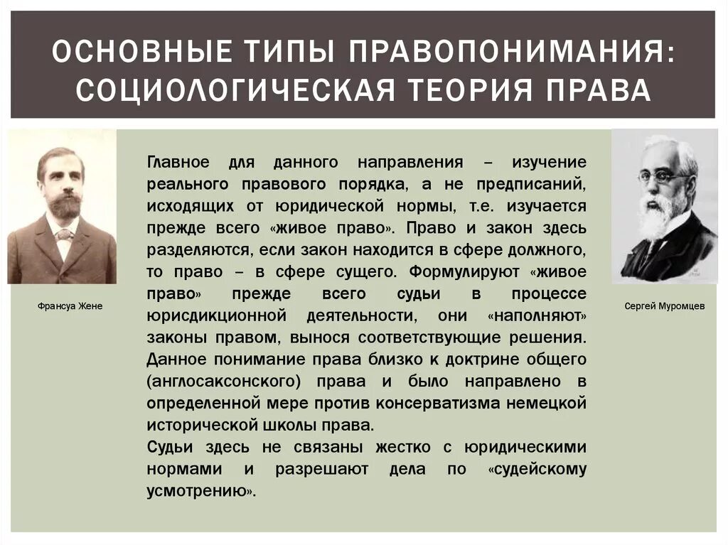 Концепции правопонимания. Социологическая концепция правопонимания. Социологическая теория права. Социологический Тип правопонимания. Основные теории правопонимания права.