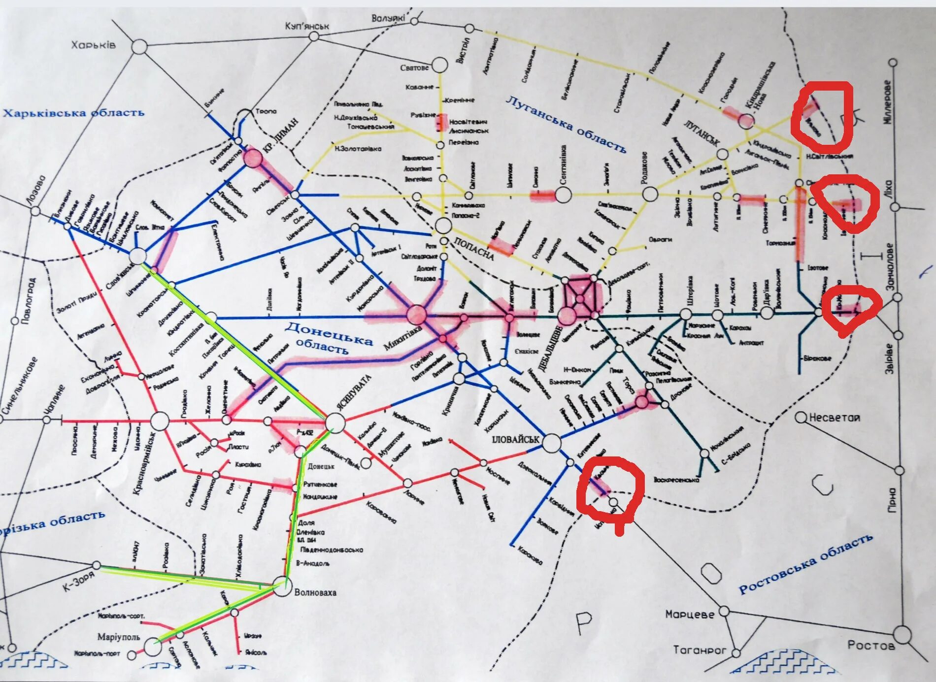 Схема железных дорог Донбасса. Схема железных дорог Донецкой области. Карта железнодорожных путей Донецкой области. Карта железных дорог Донецкой области.