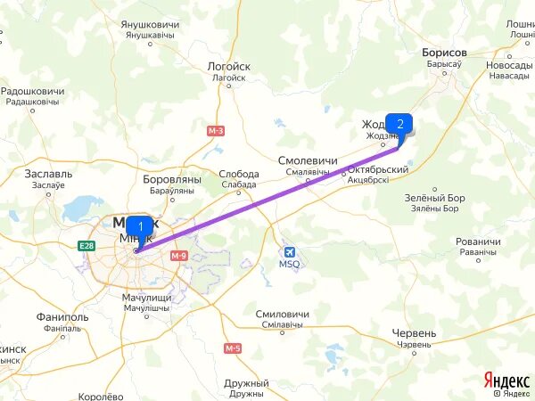Расстояние минск жодино