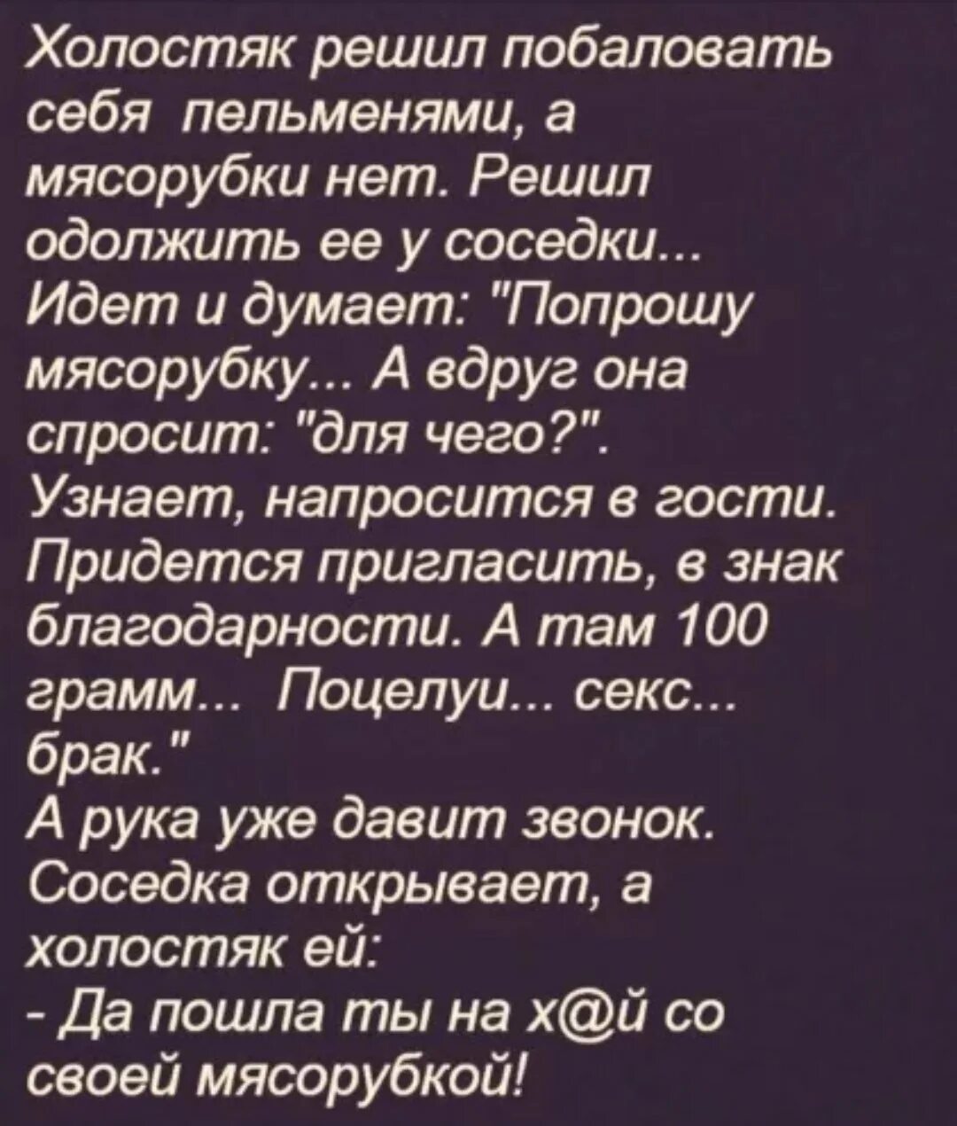 Соседка пришла к бывшему. Анекдот про утюг и соседку. Анекдот про утюг. Анекдот да пошла ты нафиг со своей мясорубкой. Анекдот да пошла ты со своим утюгом.