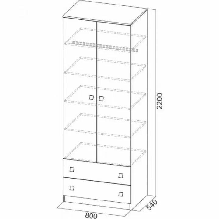 Двухстворчатый шкаф размеры