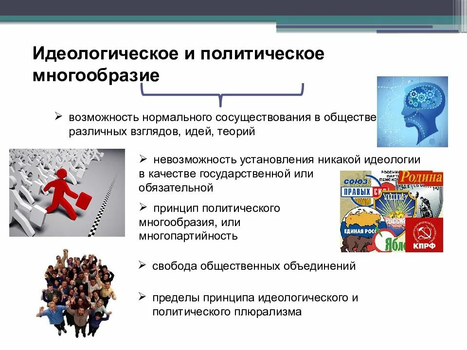 Политическое многообразие признаки. Идеологическое многообразие. Идеологическая и политическая многообразие. Политическое и идеологическое многообразие конституционного строя. Принцип идеологического и политического многообразия.