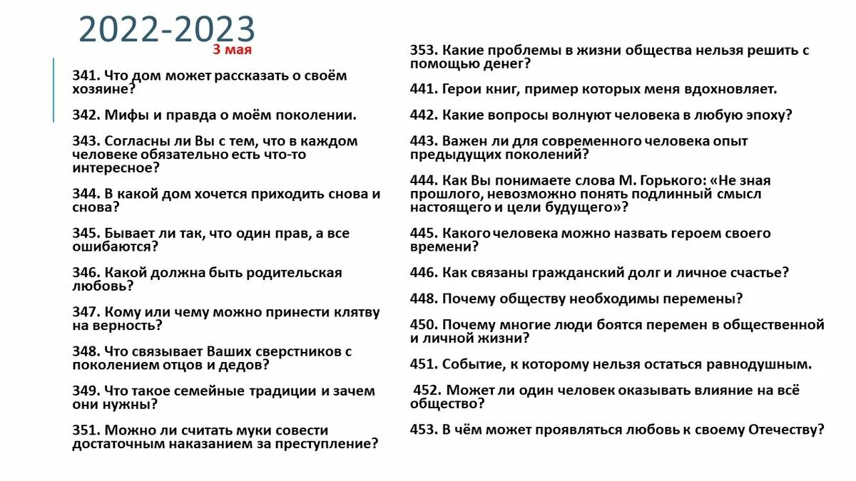 Разделы сочинений 2024