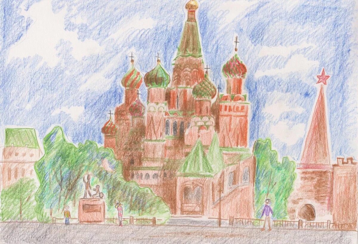 Площадь рисунок. Кремль собор Василия Блаженного изо 4 класс. Рисование на тему Москва. Кремль рисунок. Московский Кремль карандашом.