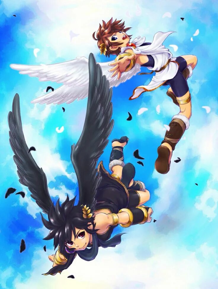 Kid icarus. Пит Kid Icarus. Dark Pit Kid Icarus. Ангелочек пит КИД Икарус. Kid Icarus: Uprising Dark Pit.