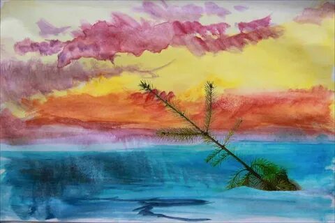 Рисунки красками природа легко