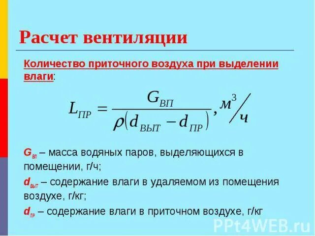 Объем воздухообмена. Формула расчета вентиляции. Расчет вентиляции по объему воздуха. Формула расчета воздуха естественной вентиляции. Расчет производительности вентиляции.