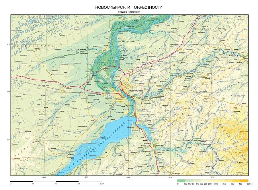 Топографическая карта Новосибирска. Физическая карта Новосибирска. Новосибирск и окрестности карта. Новосибирск на физ карте.