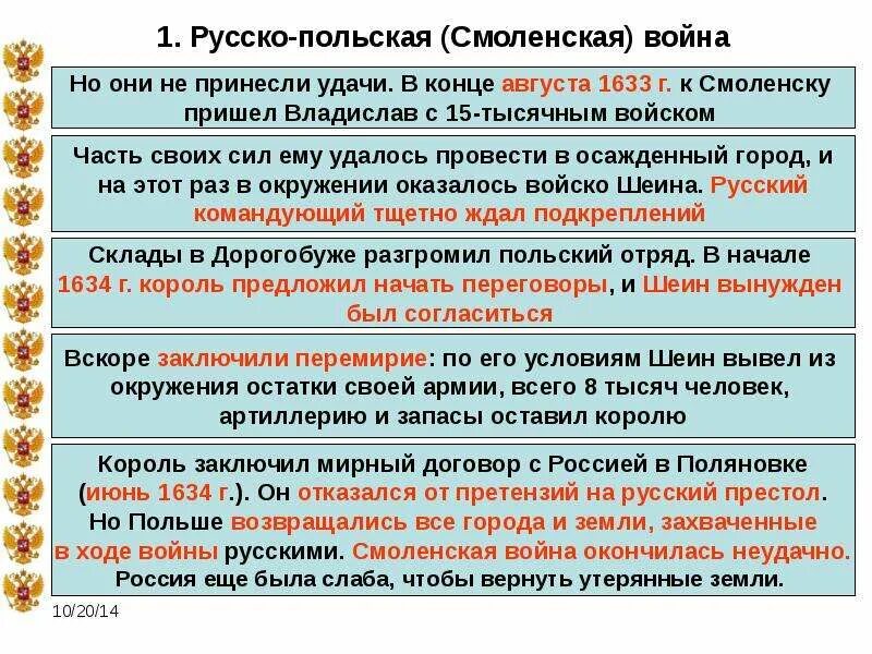 Ход Смоленской войны 1632-1634. Результаты смоленской войны с позиции россии кратко