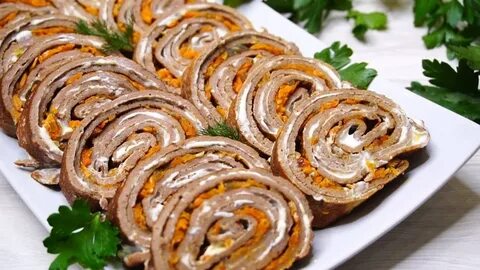 Рулетики из печени на праздничный