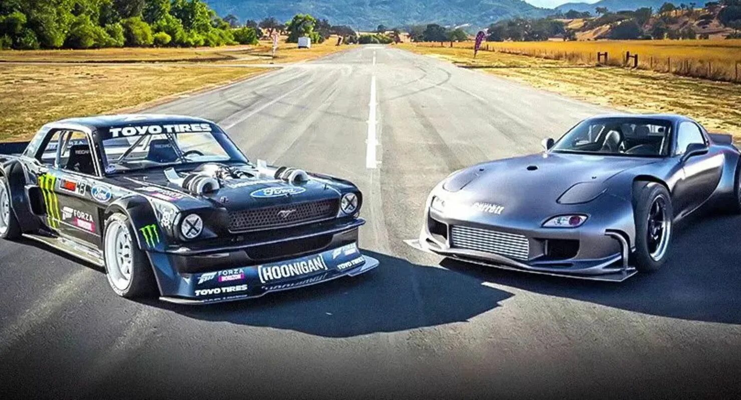 Мазда RX-7 Ken Block. Mazda rx7 Кена блока. Mazda RX 7 Hoonicorn. Форд Мустанг Кена блока. Форд против мустанга