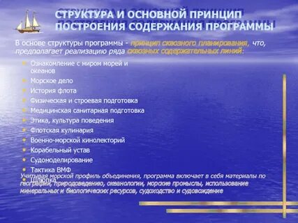 Принципы построения содержания программы