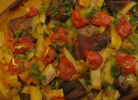 Мясо с перцем болгарским и картофелем