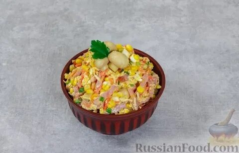 Салат ветчина грибы кукуруза