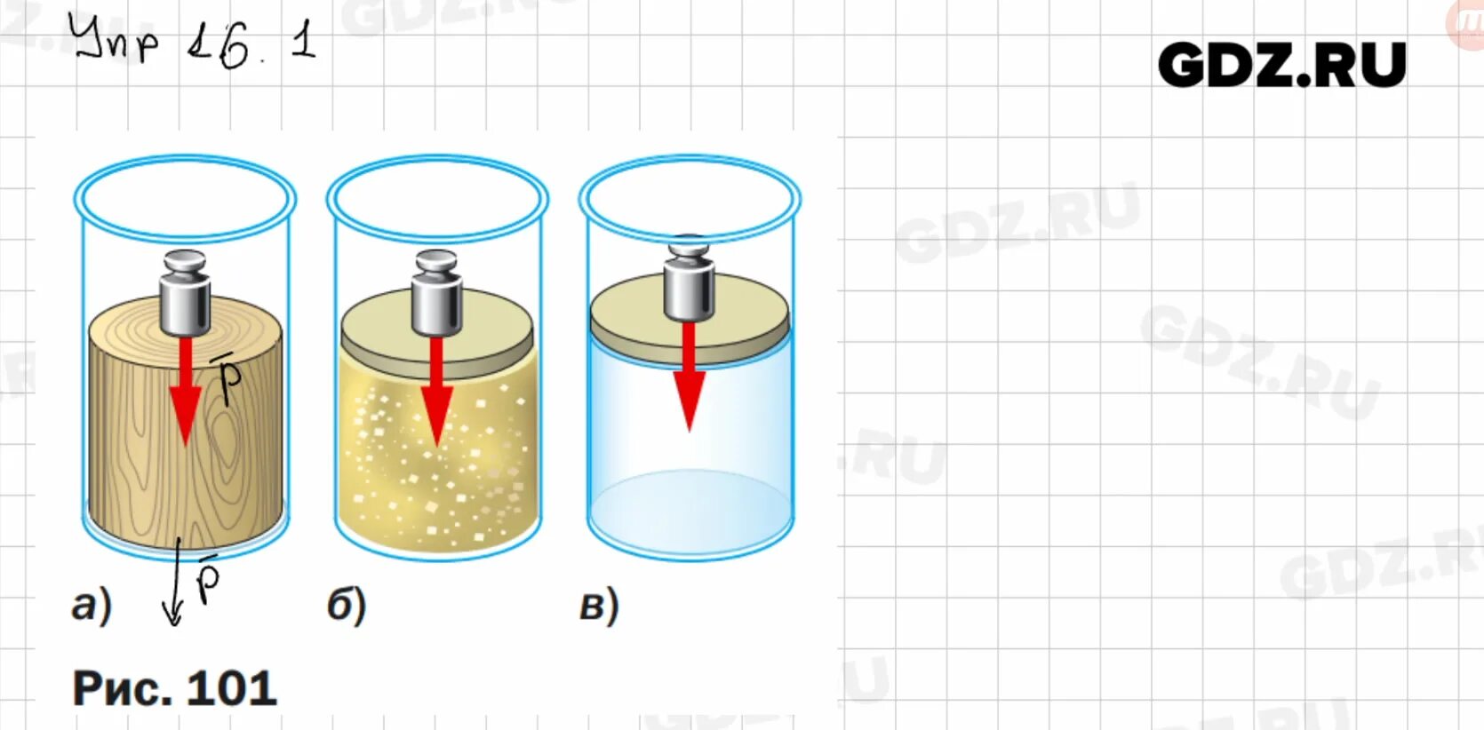 Давление физика. Упр 16 физика 7 класс перышкин. Физика 7 класс упражнение 16. По рисунку 101 объясните передачу давления твердым. Физика 7 1 урок