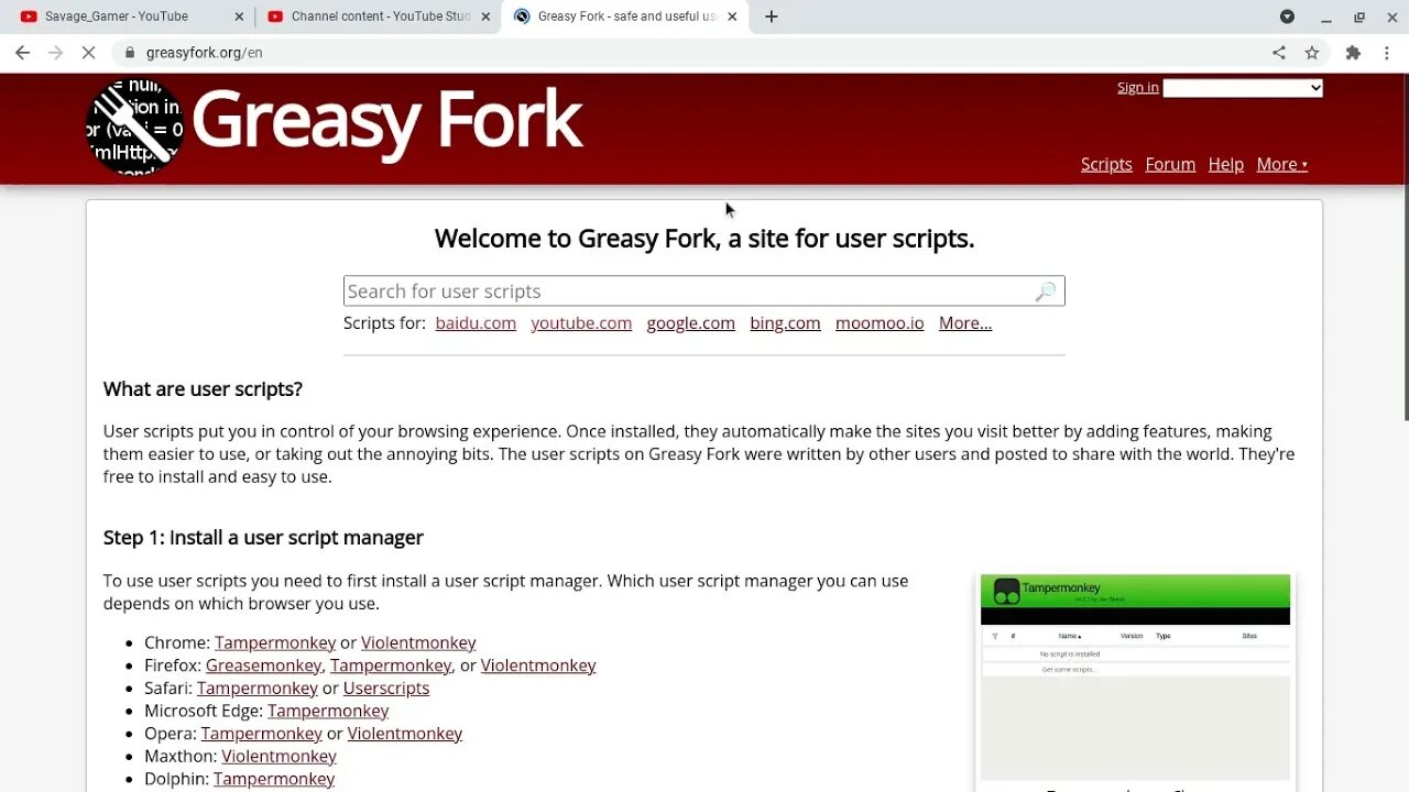 Open users scripts