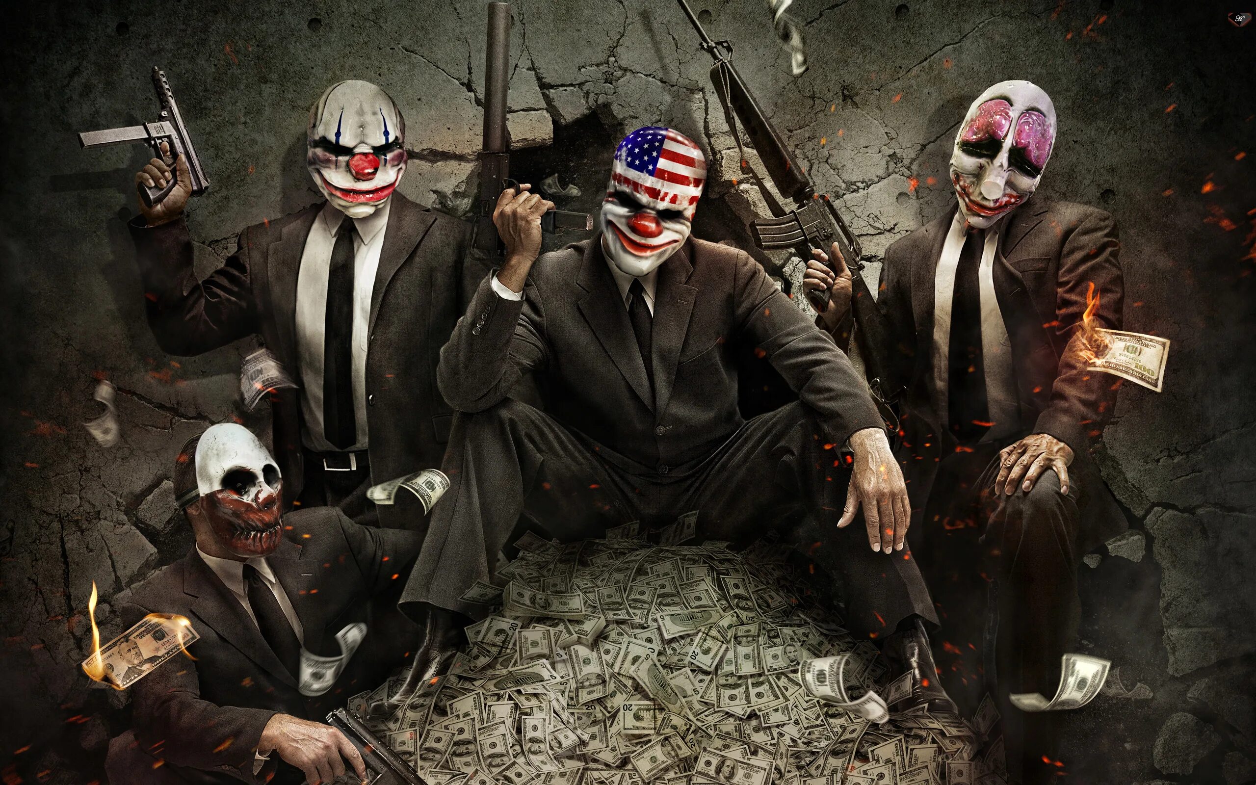 Бандит на английском. Payday the Heist Даллас. Payday 2. Payday 2 клоун.