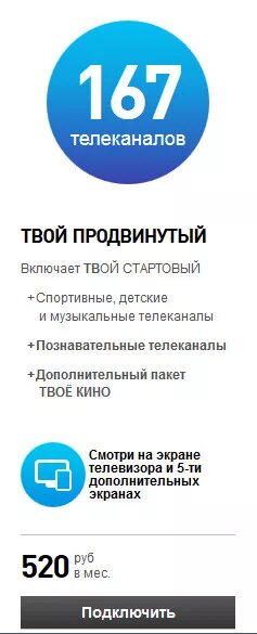 Пакет Ростелеком. Пакет «твой стартовый» отключен.