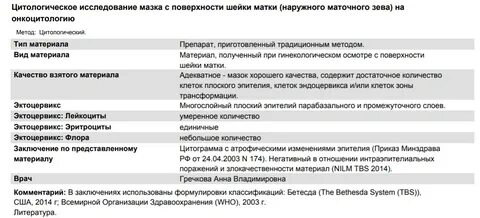 Цитологическое исследование материала полученного при гинекологическом осмотре