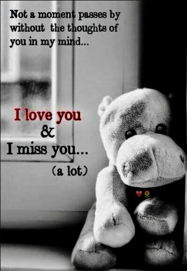 Love you and Miss you. I Love you a lot. I Miss you a lot. Miss you a lot