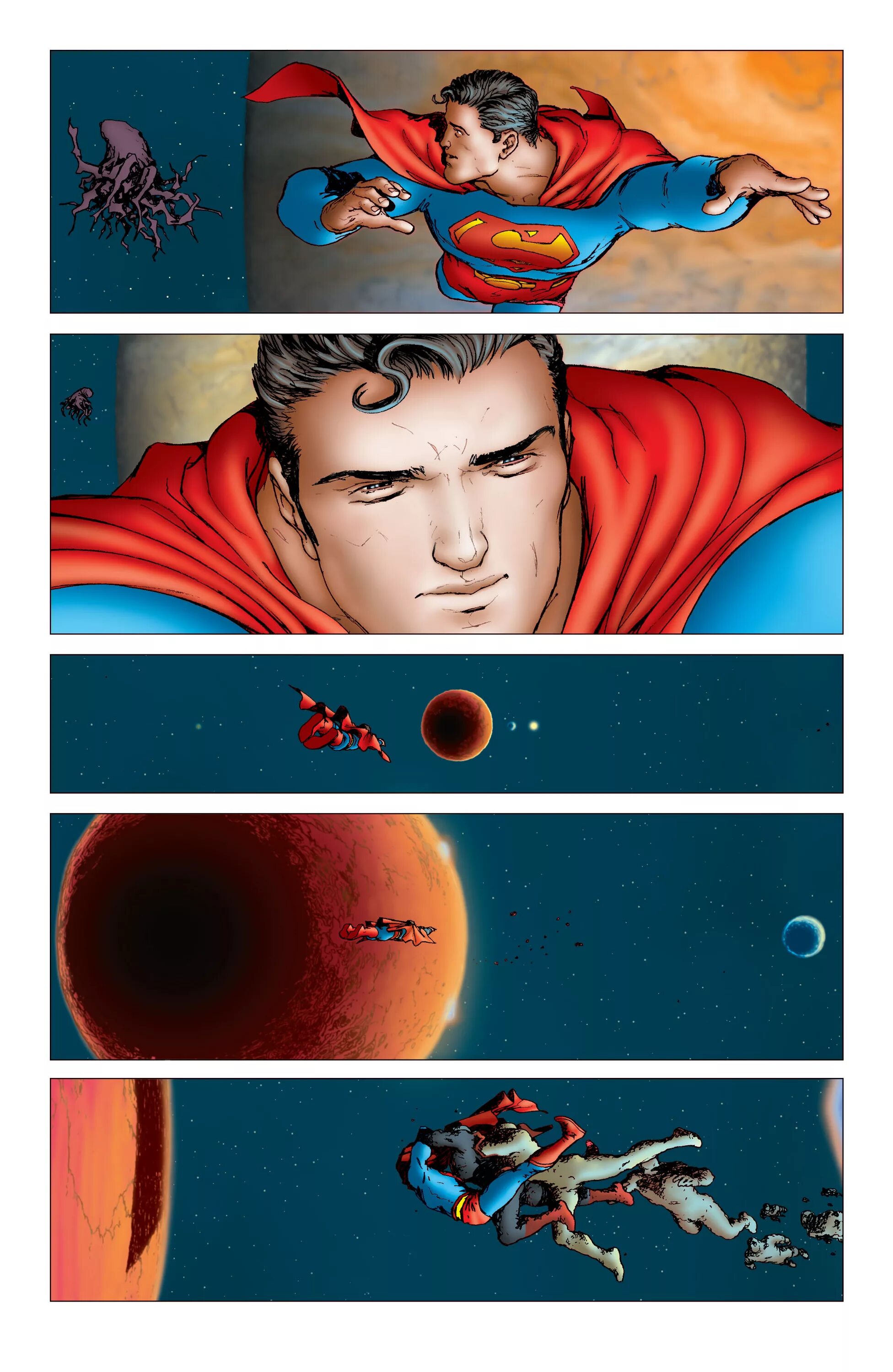 Комикс 7 читать. All Star Superman комикс. Супермен в космосе. 7 Суперменов. Супермен в космосе комикс.