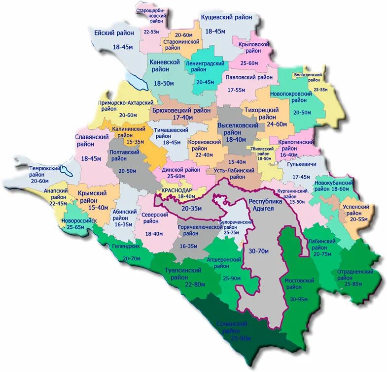 Карта Краснодарского края с районами. Карта подземных вод Краснодарского края. Карта грунтовых вод Краснодарского края. Карта Краснодарского края по районам.