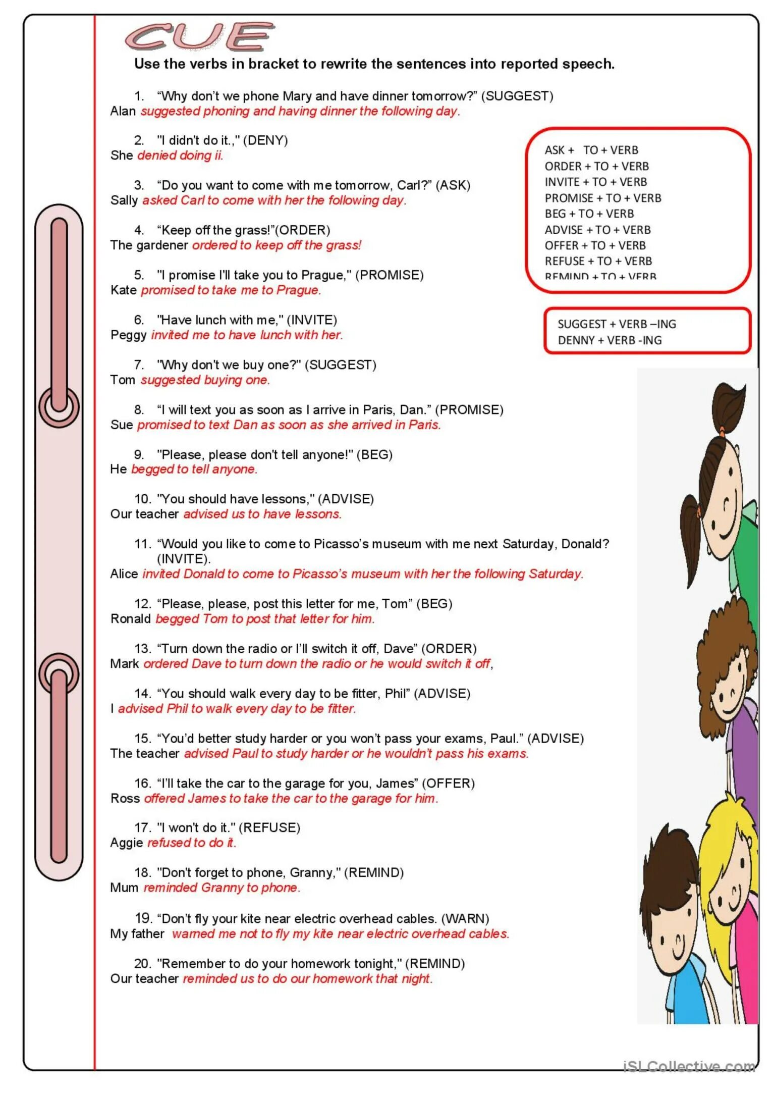 Turn the following into reported. Reported verbs в английском языке. reporting verbs грамматика. reporting verbs грамматика правило. reporting verbs в английском языке упражнения.