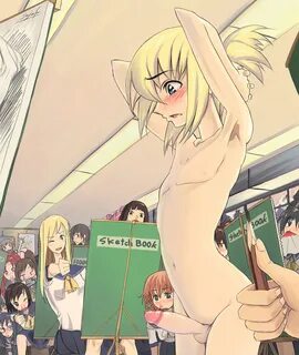 1boy 6+girls absurdres armpits arms_behind_head arms_up artist_request audi...