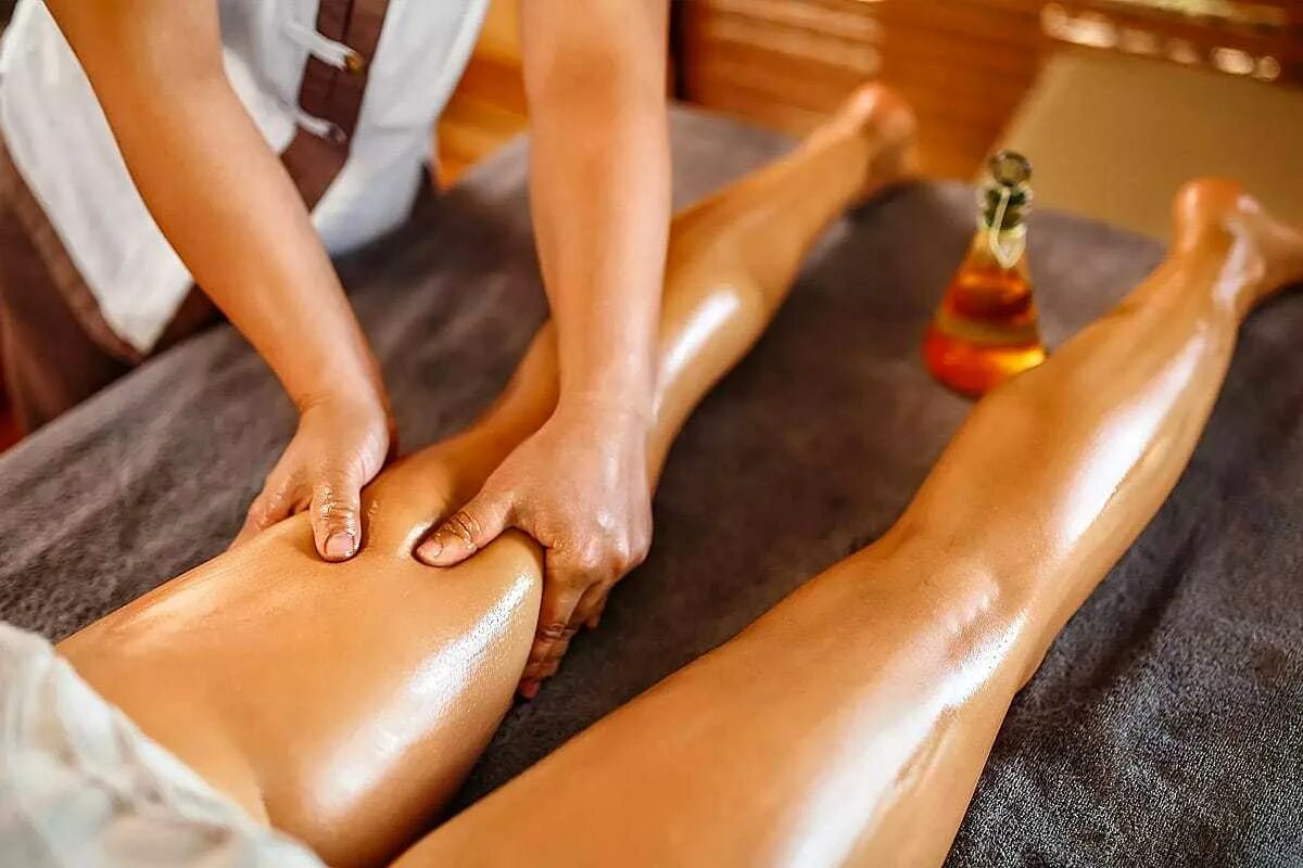Антицеллюлитный лимфодренажный массаж. Тайский массаж. Массаж ног. Тайский масляный массаж. Oil message