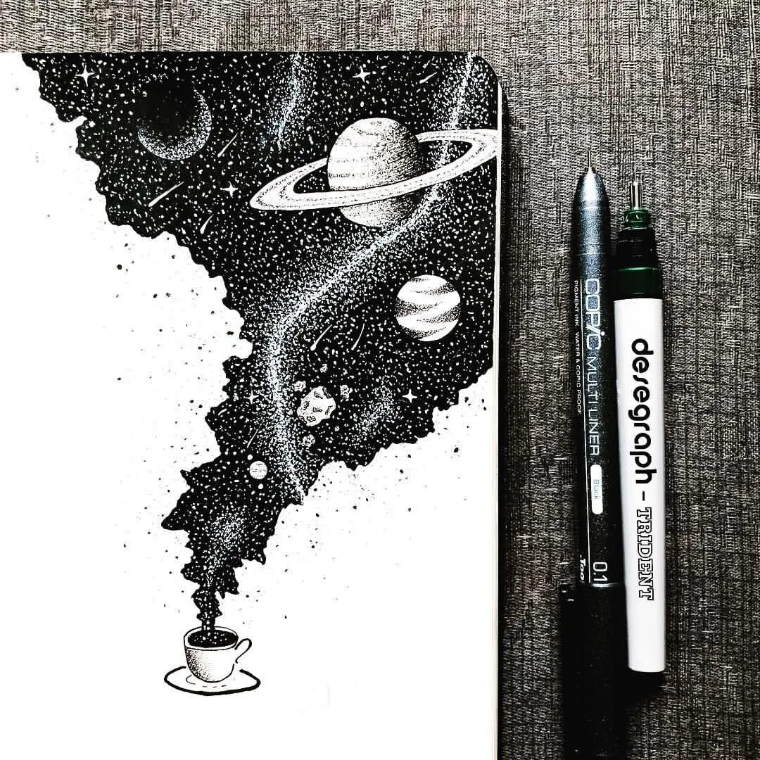 Космос на черной бумаге. Рисунки черной ручкой. Чёрная ручка для рисования. Рисунки чернилами. Рисунки скетч маркерами космос.