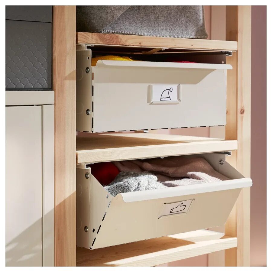 Металлический стеллаж ikea с выдвижными ящиками белый. Полка komplement ikea 100x58. Стеллаж икеа ивар с ящиком. Ящики в полку. Ящики в полку.
