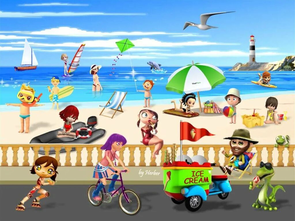 Включи каникулы путешествие. Пляж лето проект по английскому. Картинка для описания activities пляж. Beach Holiday рисунок. Summer describe.