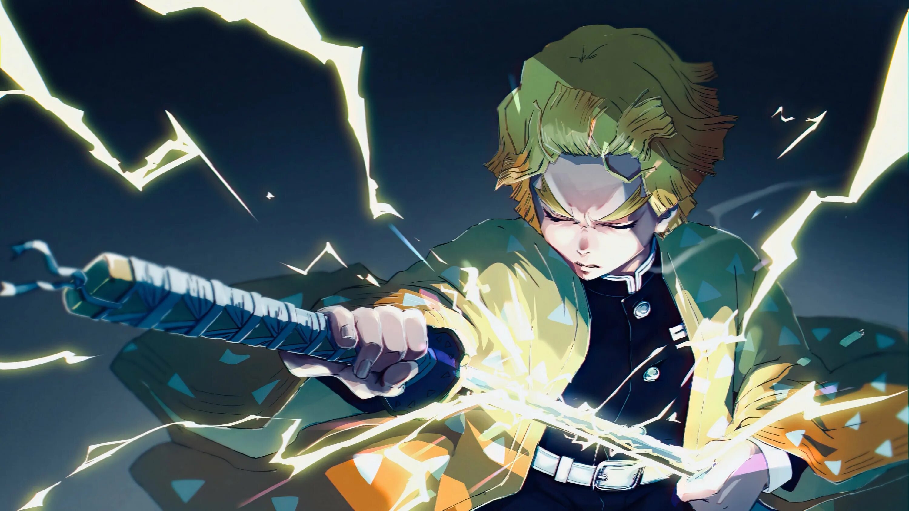Зеницу клинок рассекающий. Demon slayer зенитсу. клинок рассикающий демона4к.