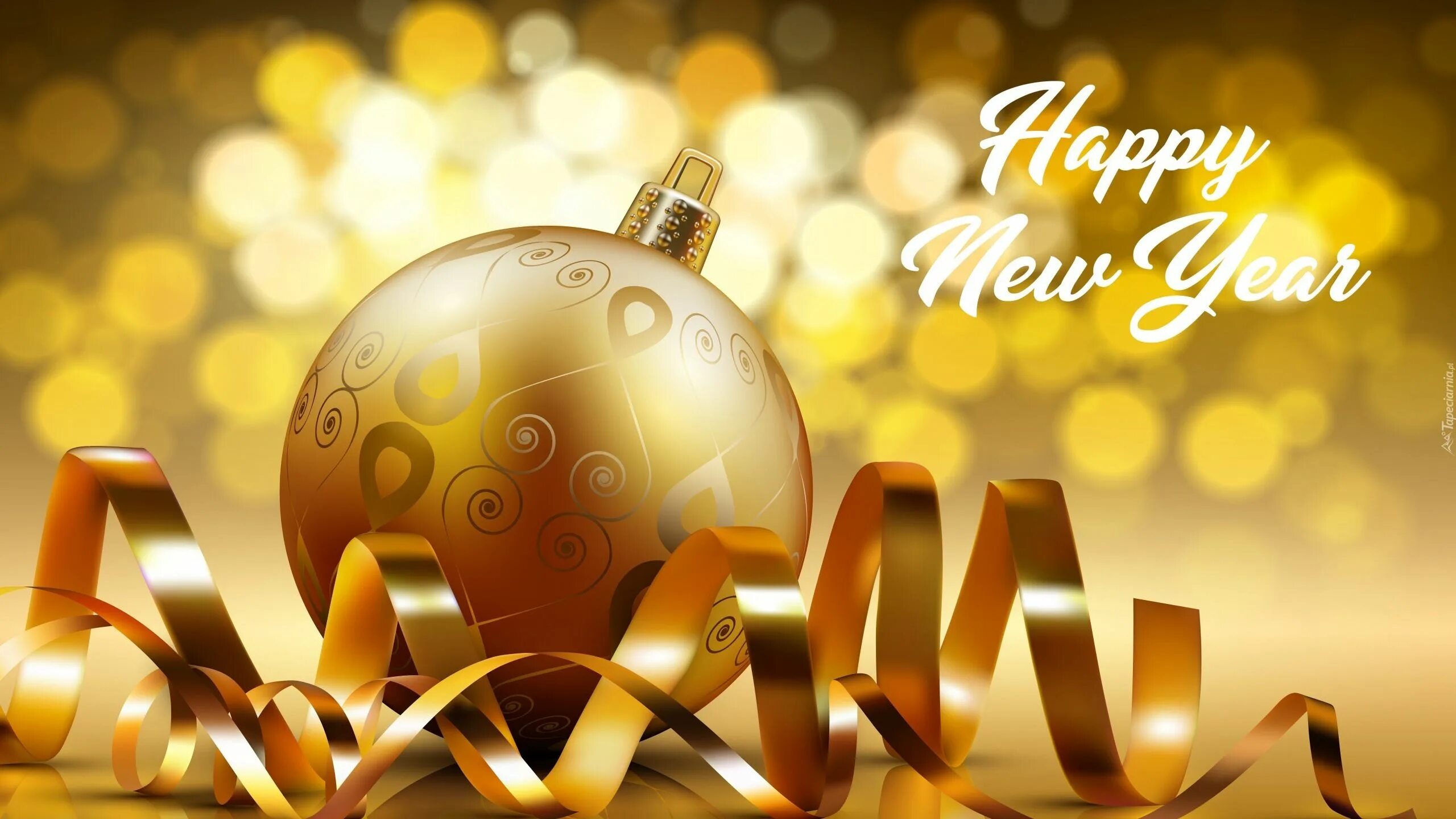 Happy new year be happy. Новый год. С новым годом. Happy New year открытки. Новогодние шары золотые.