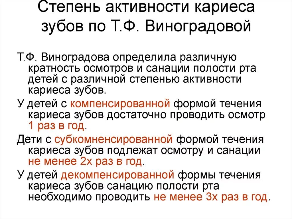 Активность кариеса по Виноградовой т.ф. Степени активности кариеса по Виноградову. Степень активности кариеса зубов. Стадии активности кариеса.