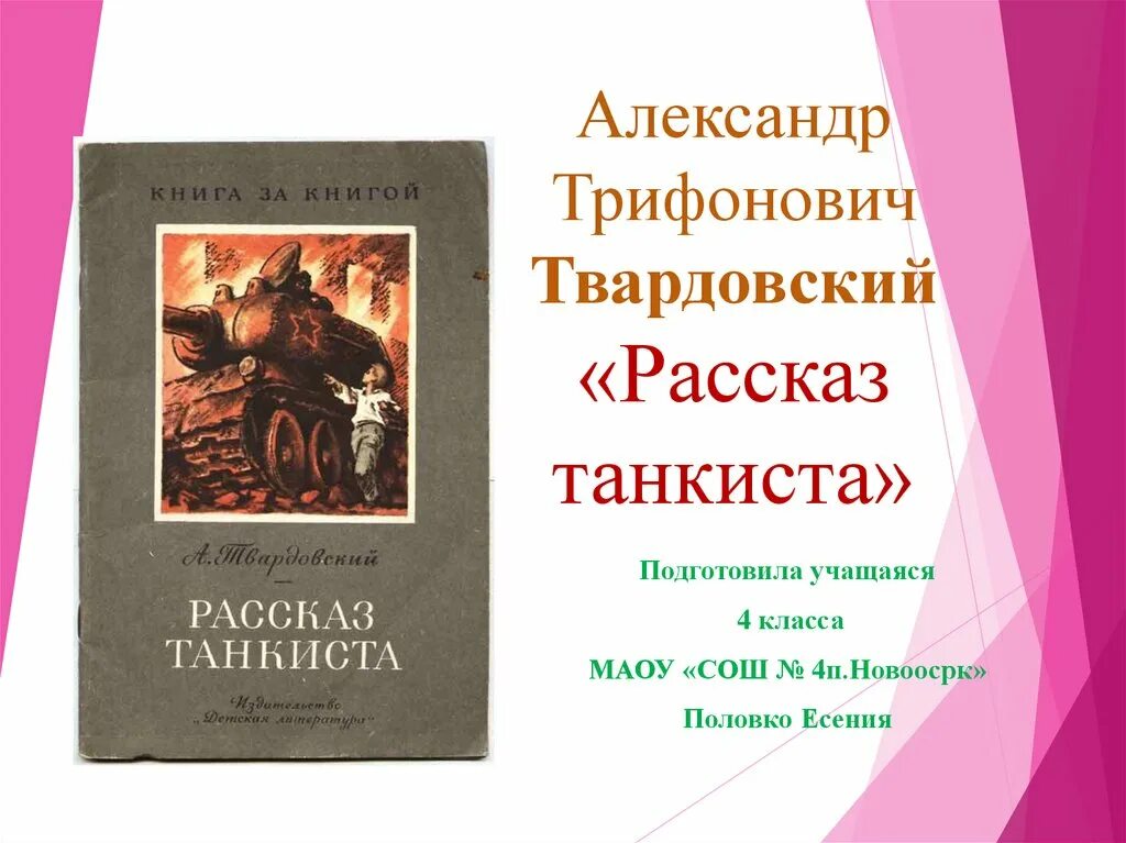 Урок а т твардовский рассказ танкиста. Произведение Твардовского рассказ танкиста.