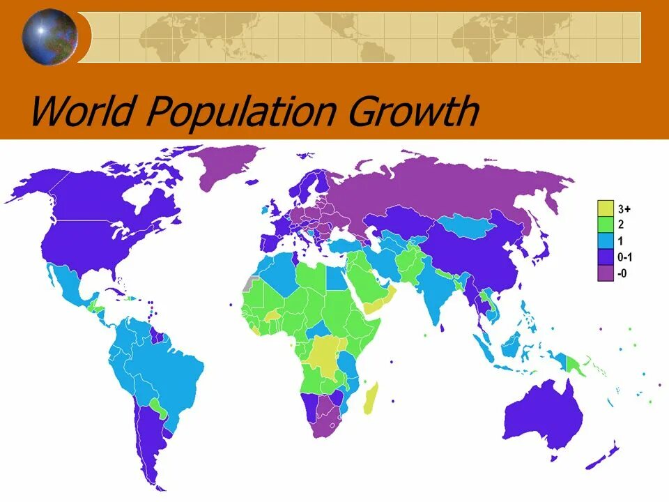 Карта прироста населения. Карта численности населения. Страны с максимальным приростом