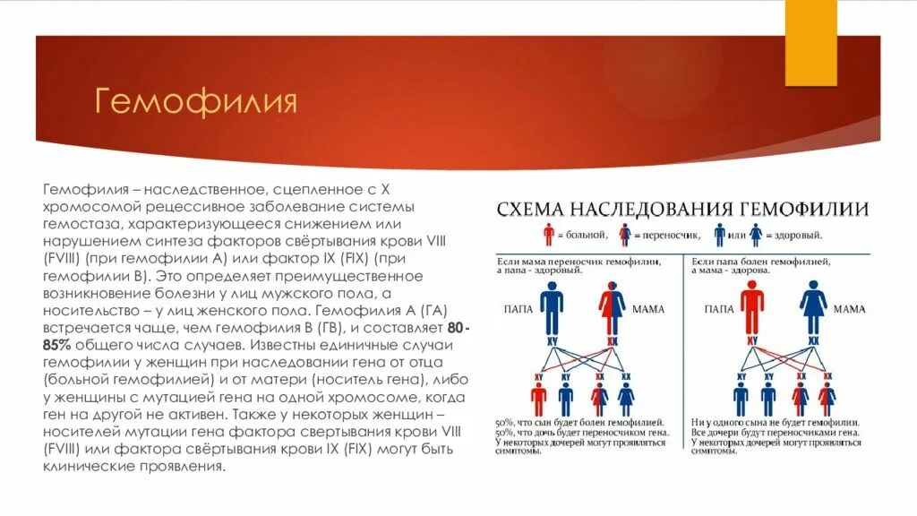 Рождение ребенка больного гемофилией. Схема наследования гемофилии. Гемофилия презентация. Тип наследования при гемофилии. Гемофилия сцепленное с полом.