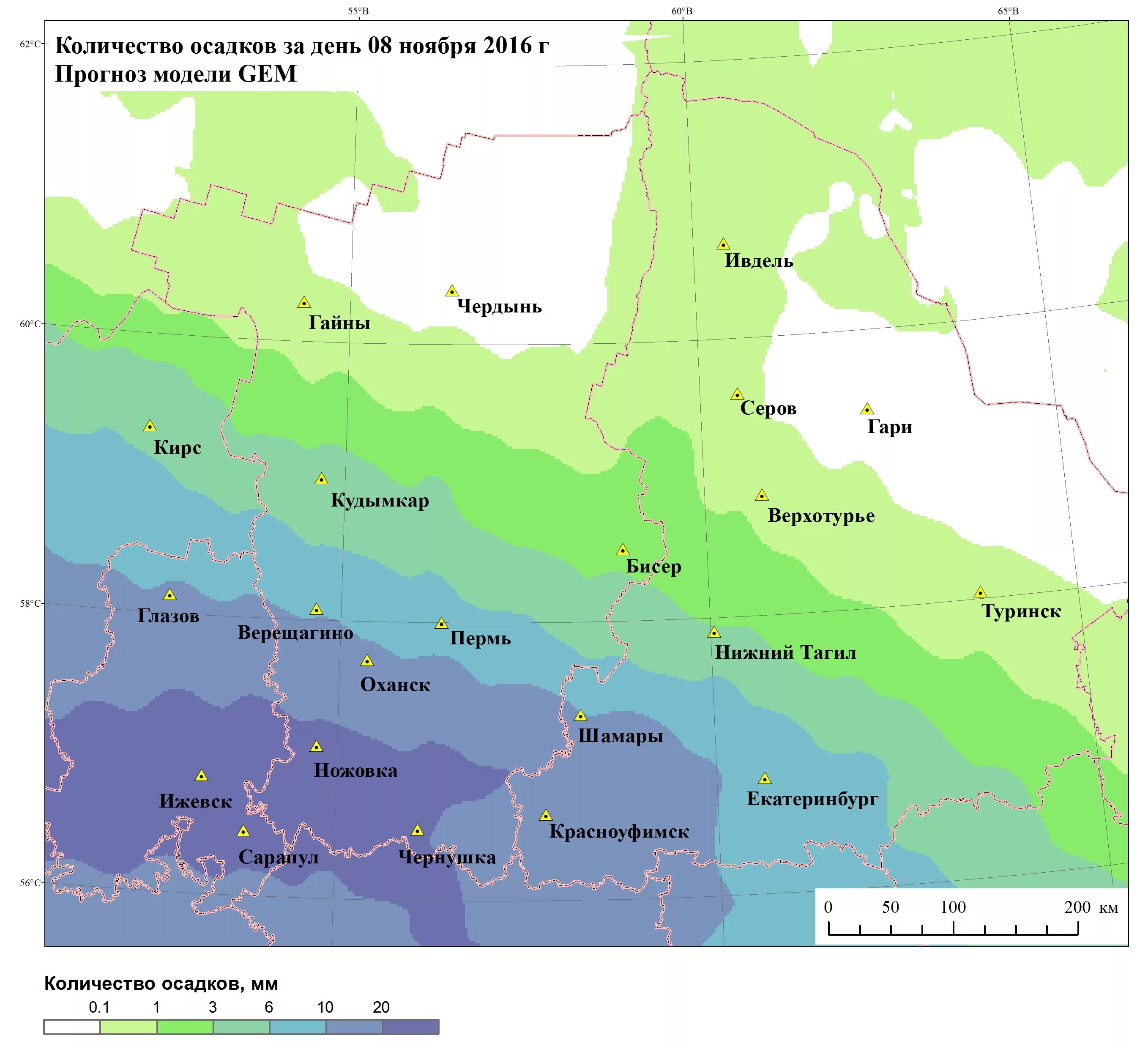Карта осадков гаврилов