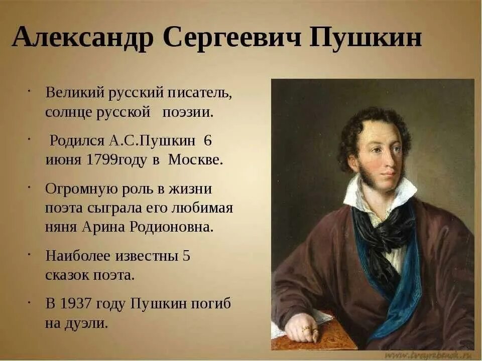 Рассказы о писателях 5 класс. Писатели 19 века Пушкин.