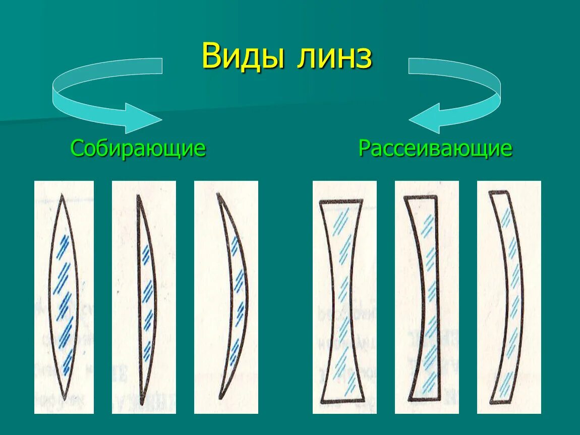 Линзы бывают физика. Линзы типы линз физика. Форма собирающей и рассеивающей линз. Типы собирающих линз. Типы рассеивающих линз.