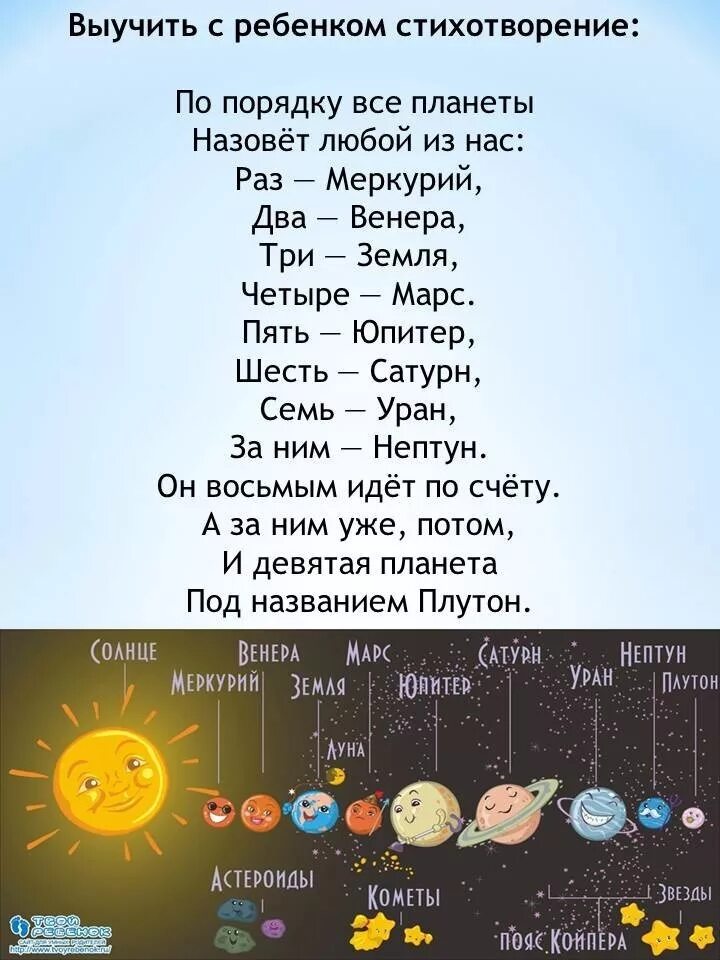 Стих про планеты солнечной системы