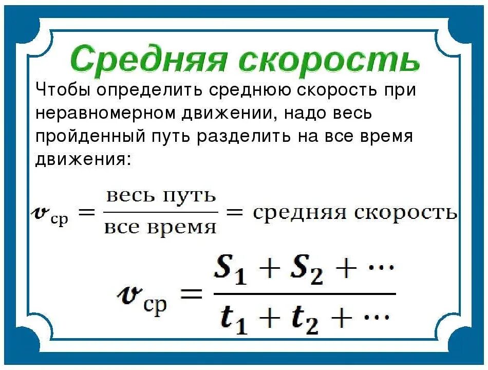 Как найти среднюю скорость 2 скоростей. Средняя скорость при неравномерном движении формула. Как решать задачи на среднюю скорость. Как найти среднюю скорость формула. Формула нахождения средней скорости 5 класс.